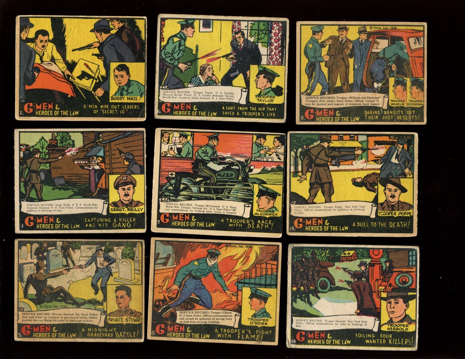 1935/1937 Gum Inc. G-Men & Heroes of the Law Starter Set 27 Different VG/VGEX