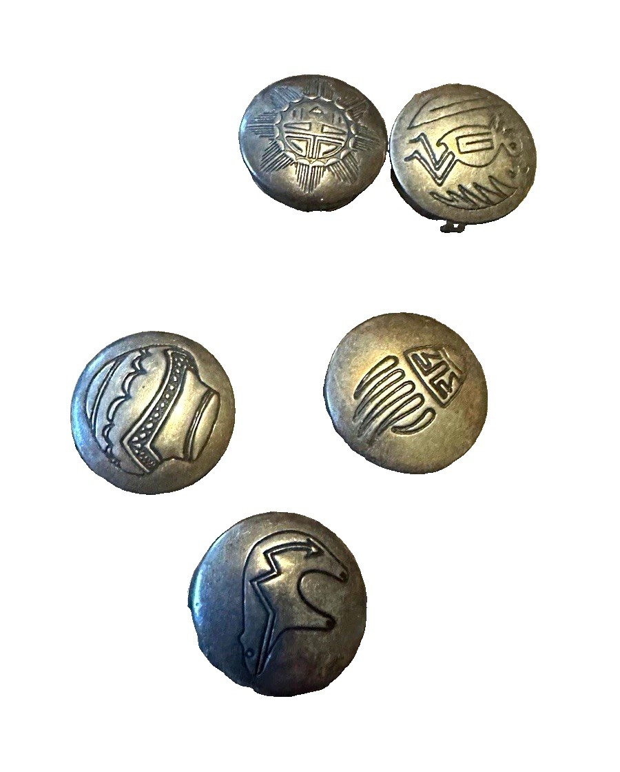 Lot of 5 Round Bronze Metal Shank Buttons, Icon Style, Craft Sewing Supplies Lot of 5 Round Bronze Metal Shank Buttons, Icon Style, Craft Sewing Supplies