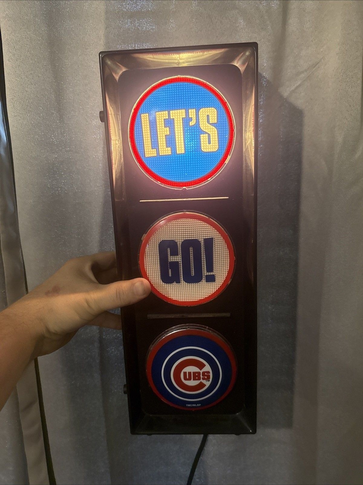 MLB Chicago Cubs Lets Go Flashing Light Up Wall Sign Bar Man Cave Decor 6x16