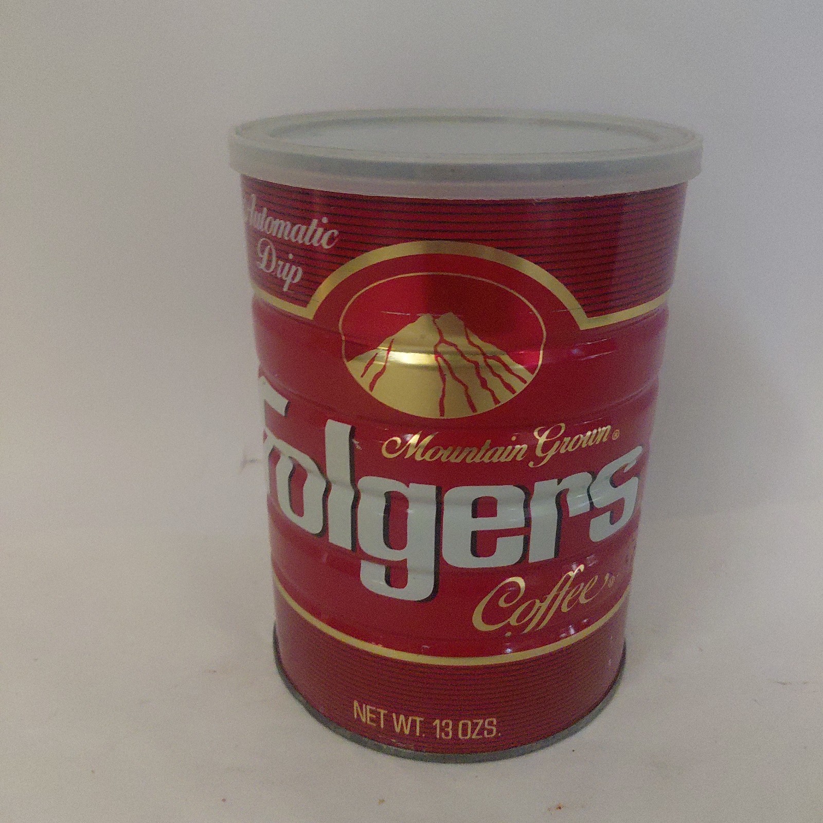 Folgers 1984 13oz Red Tin Coffee Can With Original Lid Vintage (Empty)