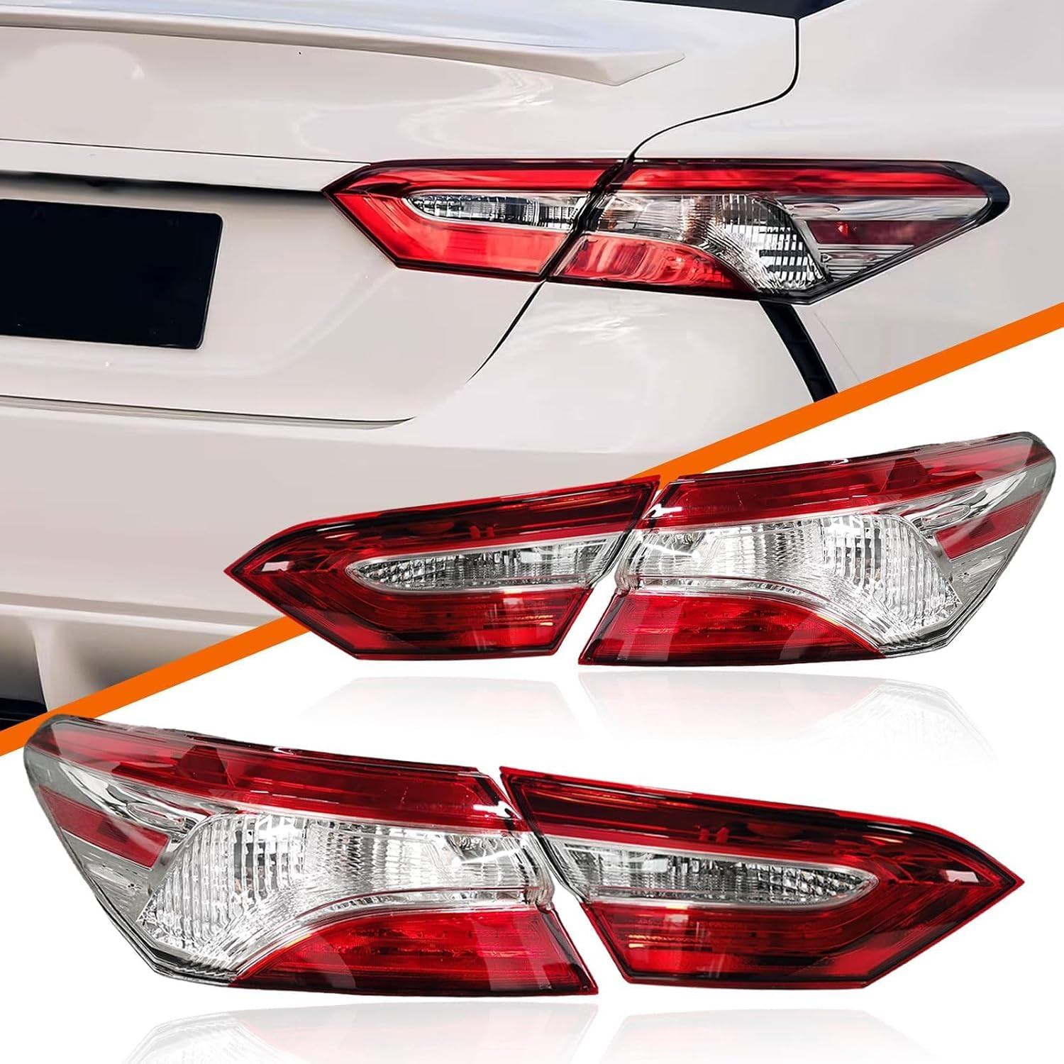Outer+Inner Taillight Assembly Set for 2018-2020 Toyota Camry Left+Right