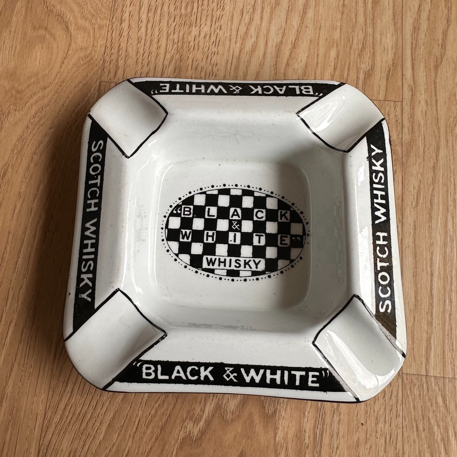 Rare Vintage Buchanan’s Black & White Scotch Whisky Ashtray Made in England