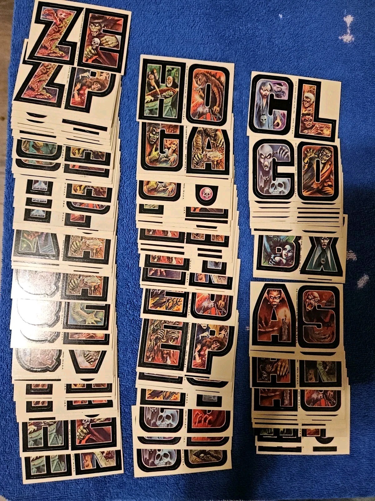 1973/1974 Topps Monster Initials Huge Lot of 91 ALL DIFFERENT Sticker Combos