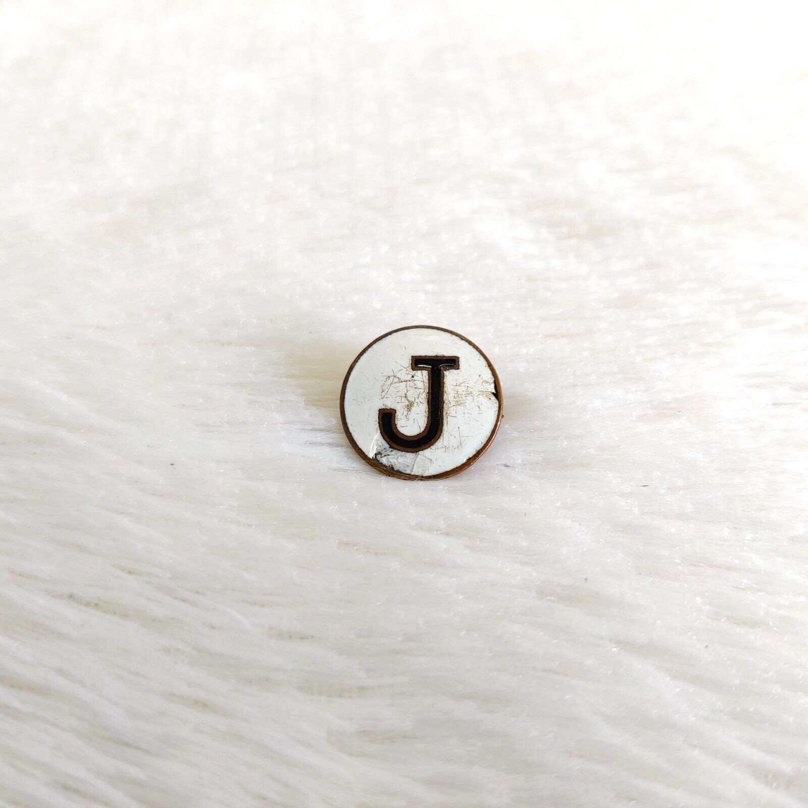 1940s Vintage J Initials Alphabet Pin Back Tin Clip Decorative Collectible T916 1940s Vintage J Initials Alphabet Pin Back Tin Clip Decorative Collectible T916