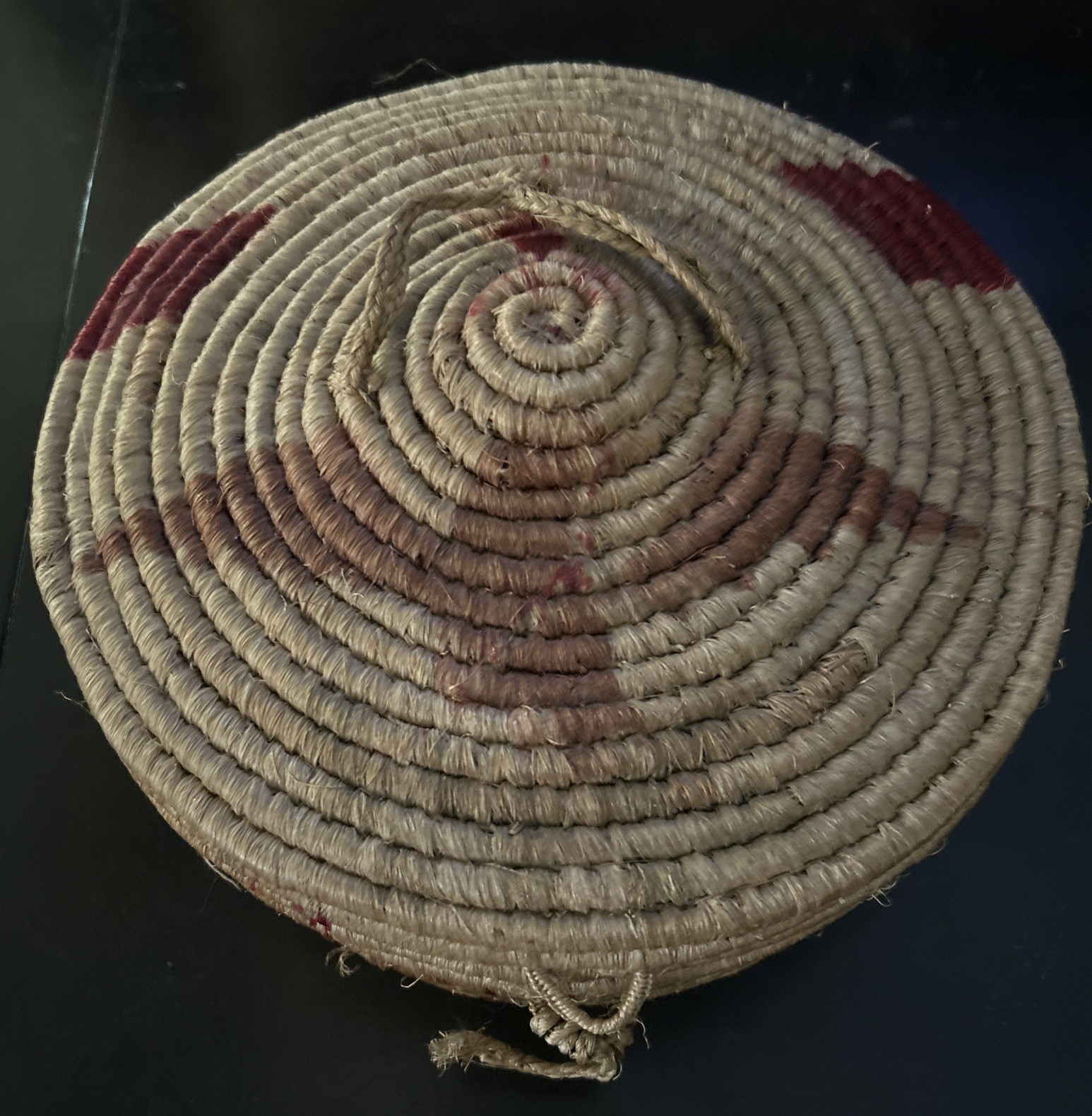 VINTAGE NATIVE AMERICAN LIDDED BASKET  HOOPER BAY ESKIMO YUPIK MID CENTURY