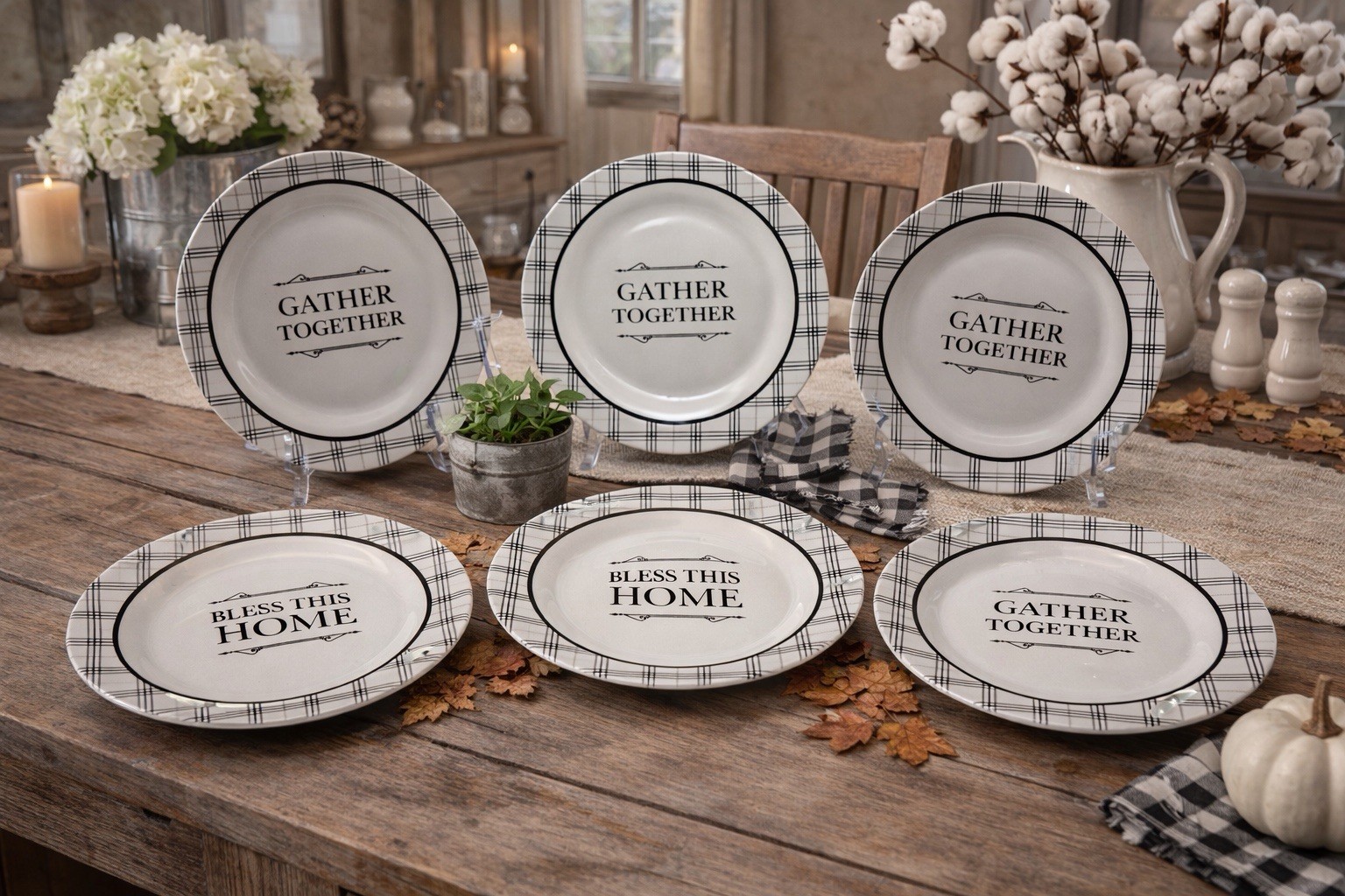Set Of 6 Royal Norfolk Gather Together/Bless This Home Salad/Dessert Plates NEW