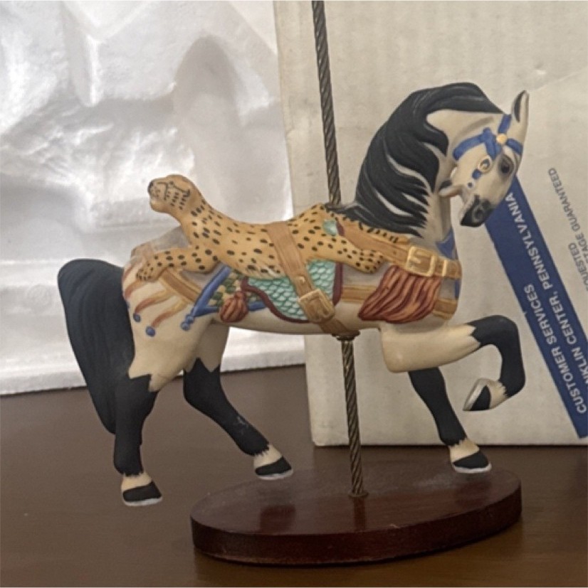 Franklin Mt Carousel Leppard Saddle Horse 1990 2nd series org box mail L Artwork
