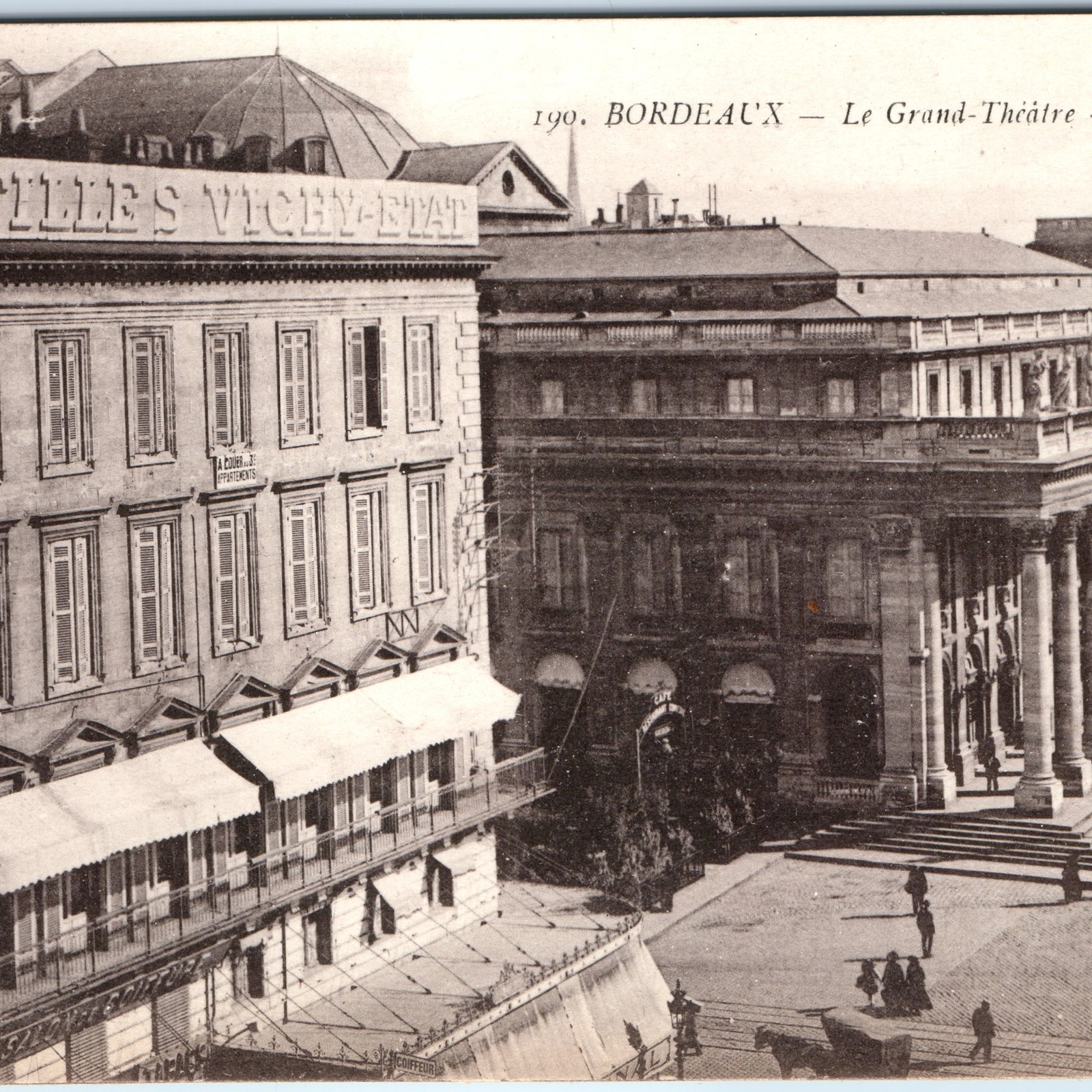 c1900s Bordeaux, France Le Grand-Theatre Opera House Blvd Crowd Pasteur  A357