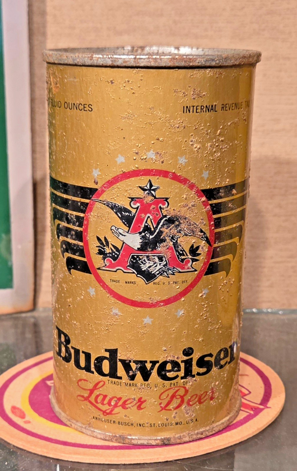 1946 BUDWEISER OI IRTP STEEL FLAT TOP BEER CAN ST LOUIS MO ANHEUSER BUSCH EMPTY