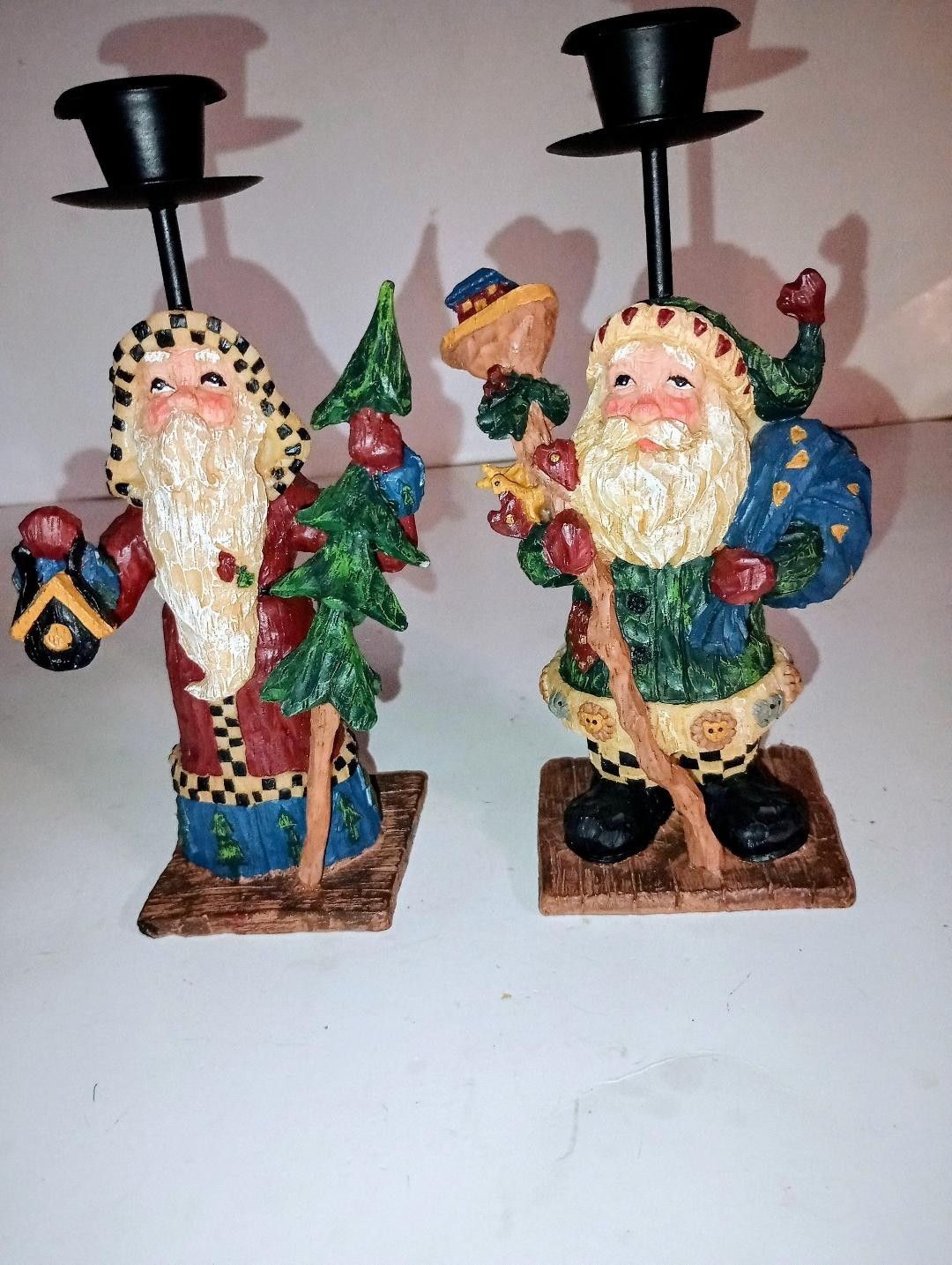 Set of 2 Santa Candleholders Set of 2 Santa Candleholders