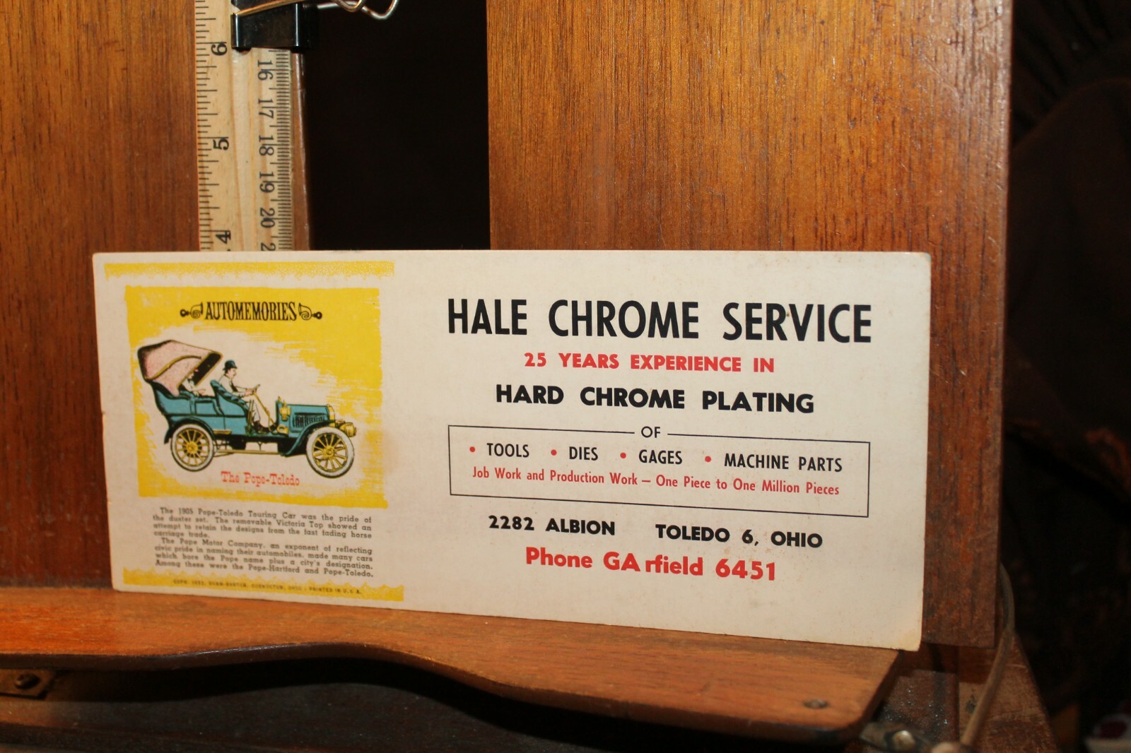 Vintage 1952 Blotter Hale Chrome Service Toledo Albion Ohio Automemories 