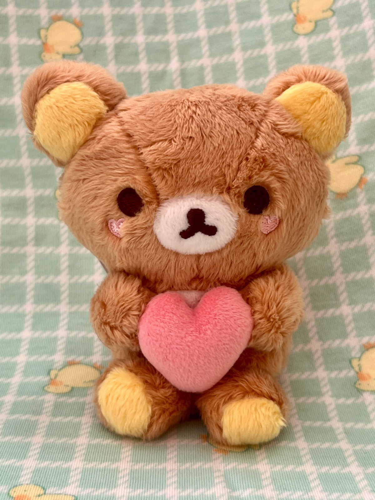 Rilakkuma Hanging Plush Toy/ Keychain San-X Universe Heart Cheeks Holding Heart