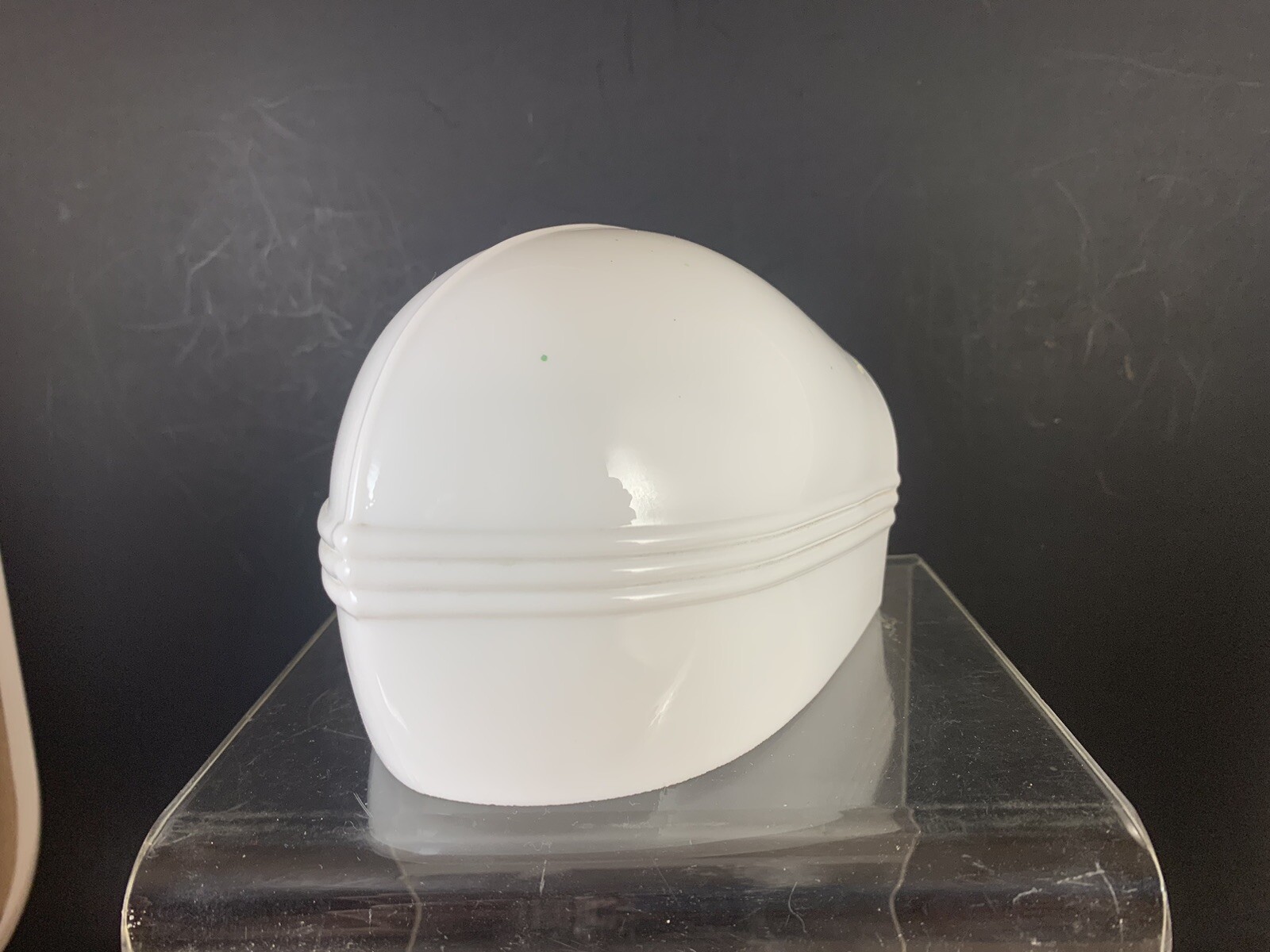 Vintage Clear Glass Vanity Lamp Shade White EUC Round Replacement Deco Milk HTF