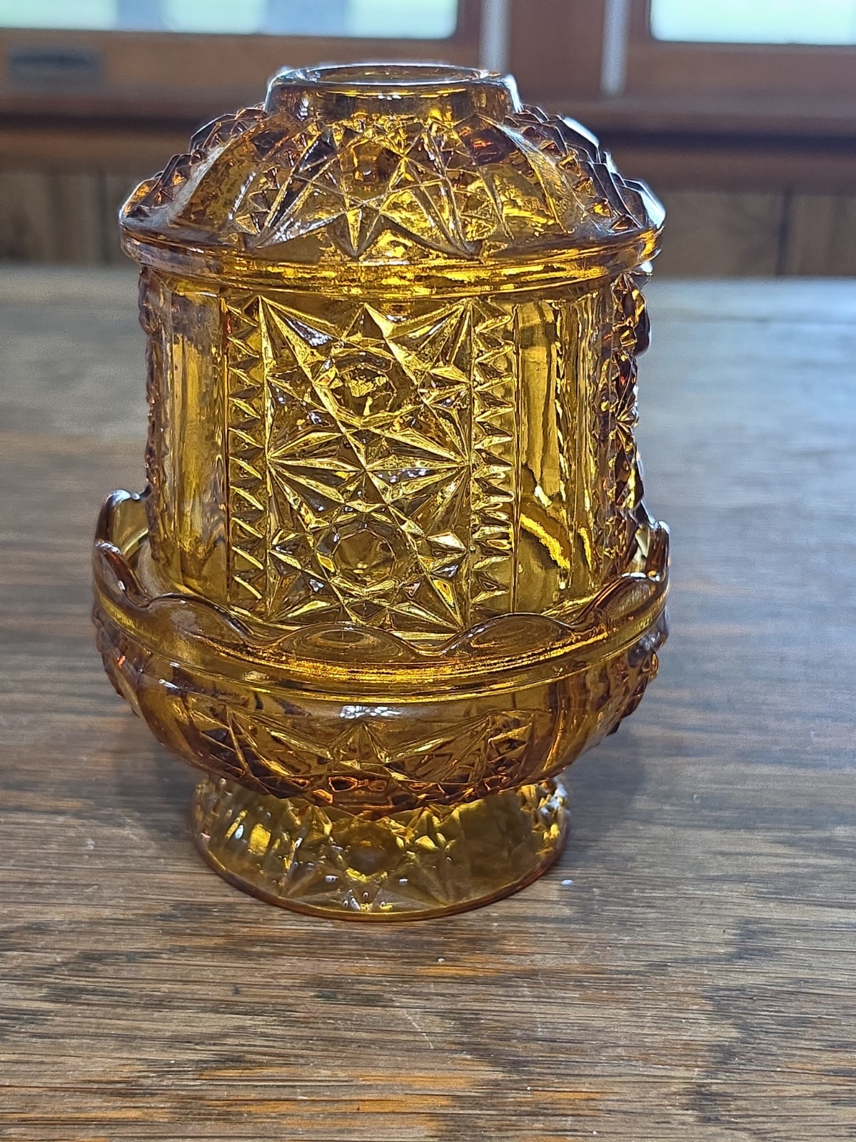 Vintage Amber Glass Fairy Lamp Covered Candle Light Stars and Bars Style 2 Piece Vintage Amber Glass Fairy Lamp Covered Candle Light Stars and Bars Style 2 Piece