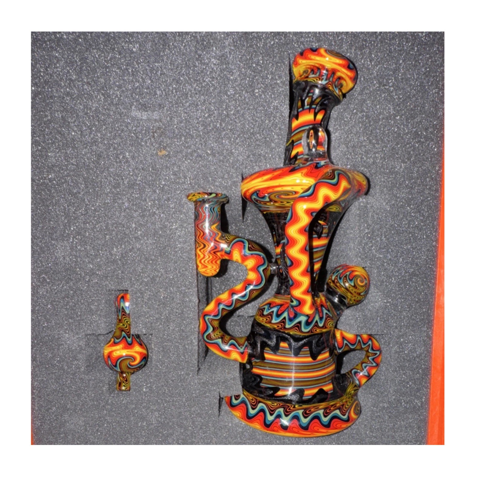 Andy G Recycler Glass Pipe with Psychedelic Swirl Pattern Collectible