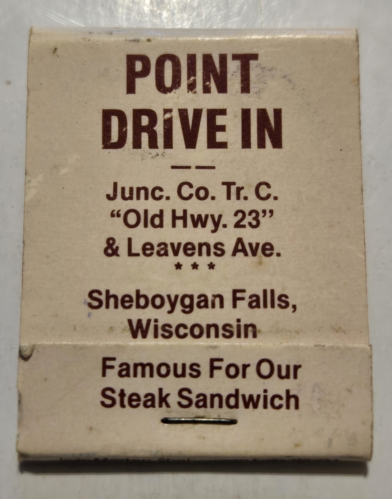 Point Drive In Hwy 23 Sheboygan Wisconsin WI Vtg Unused Matchbook AS IS 017