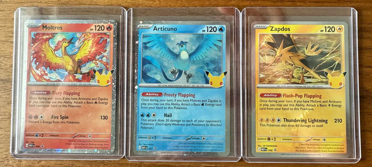 Pokemon 30th Celebration Zapdos/Moltres/Articuno Promo Lot (3)