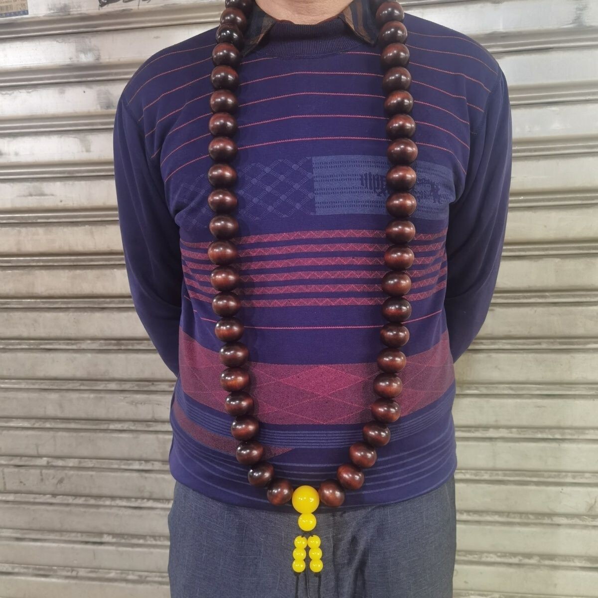 30mm 54 Pcs Natural Wood Prayer Beads Necklace Shaolin Temple Monk Buddha Rosary