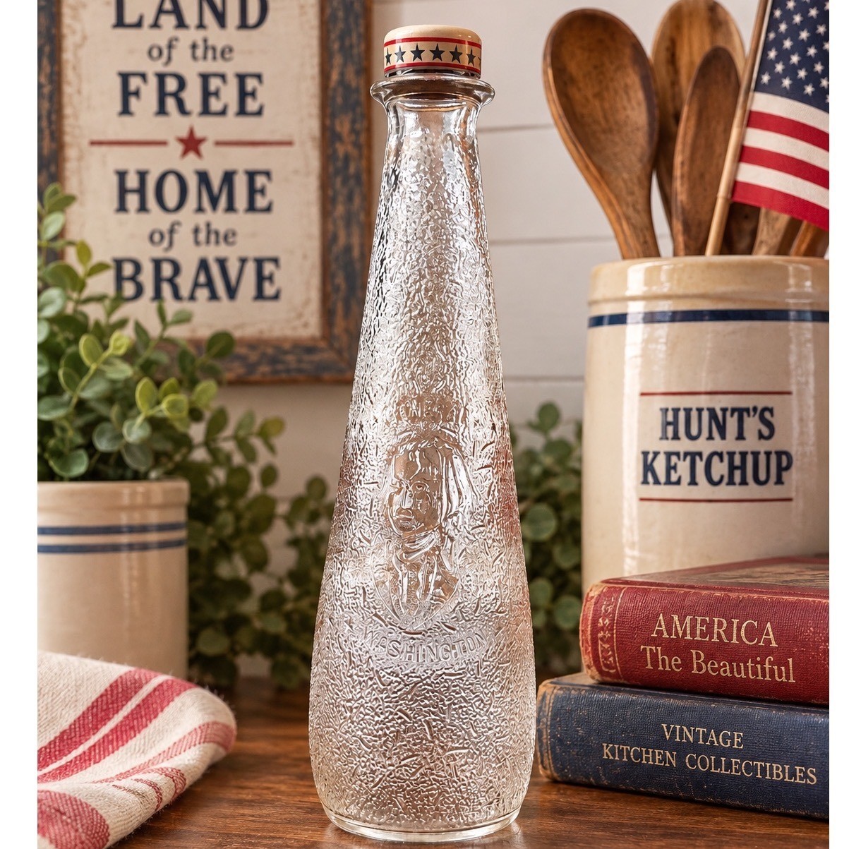 Vintage Hunt\'s Ketchup Bottle Bicentennial Spirit of 76 George Washington Eagle