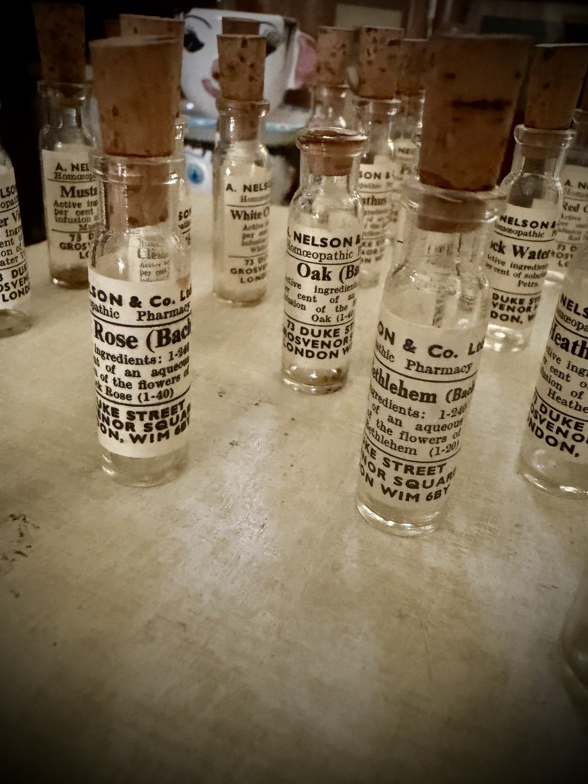 Vintage Pharmacy Vials with Cork Stoppers: Set Of Five