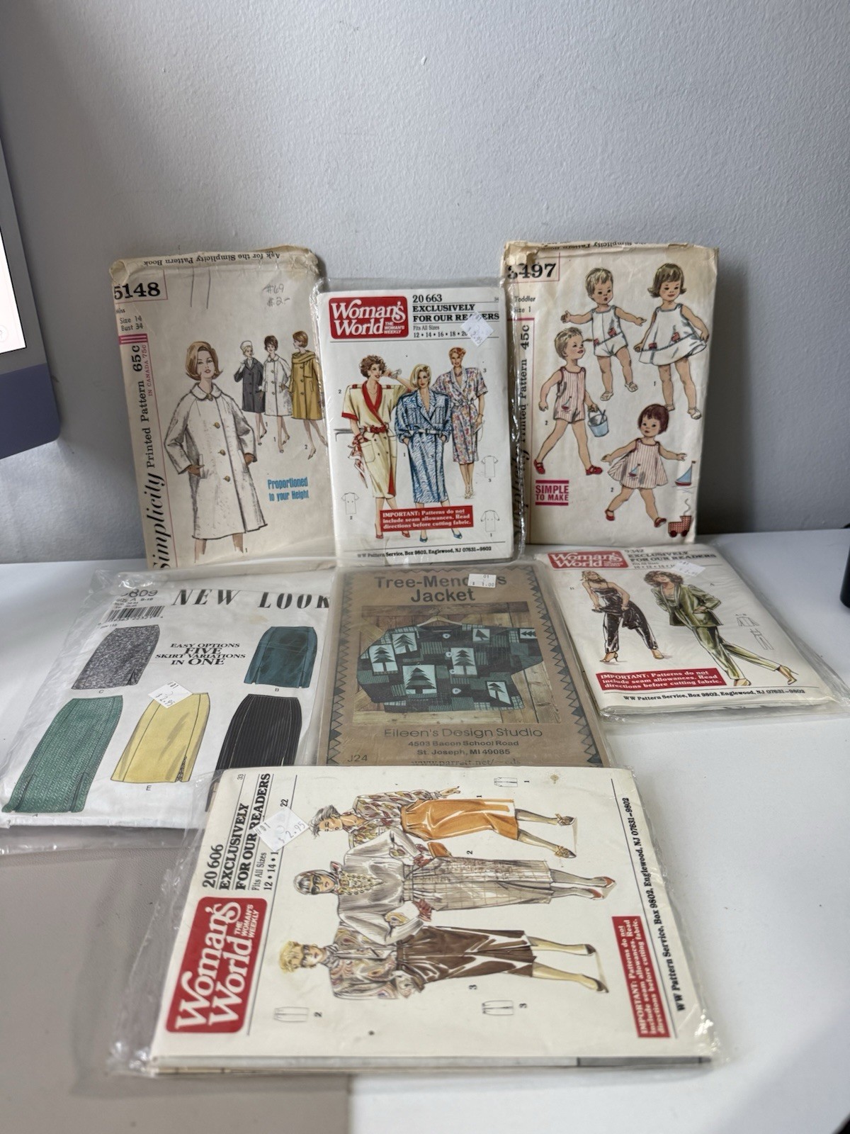 Lot 7 Vintage Sewing Patterns Simplicity Woman’s World New Look Mixed Sizes