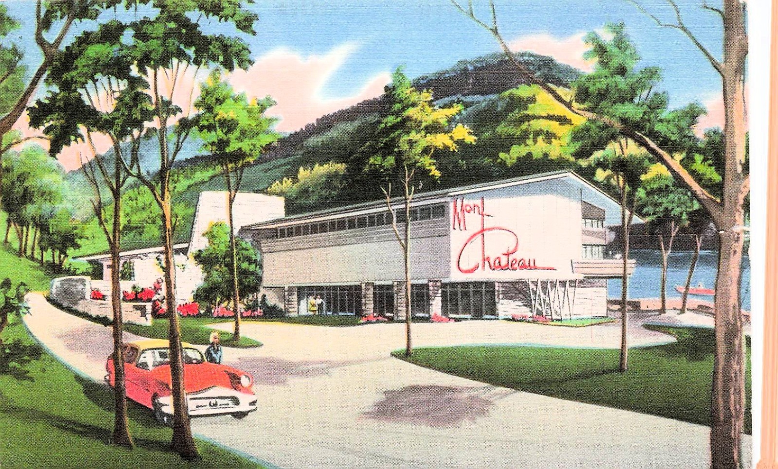 Mont Chateau Cheat Lake Morgantown West Virginia WV University Vtg Postcard I71