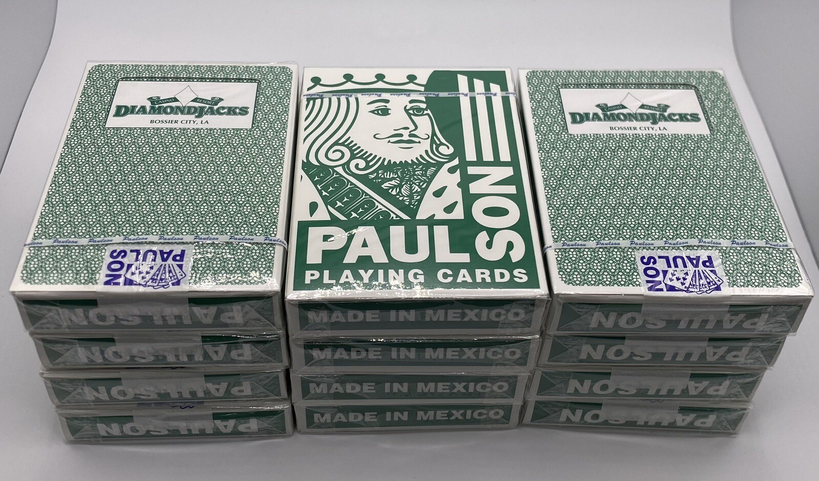 Paulson Playing Cards 12 Decks Diamond Jacks Casino SEALED Not Cancelled - Green