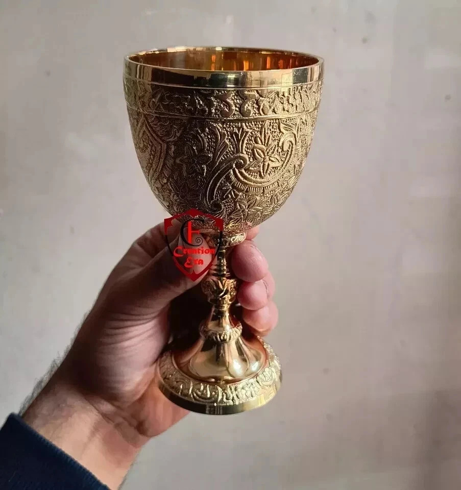 Catholic Orthodox Brass Chalice Goblet For Communion Cup Handmade Embossed