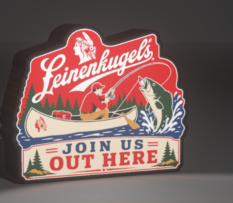 Leinenkugel\'s Bar Topper Canoe Fishing 3D Printed LED Light-Up Sign Decor Lamp