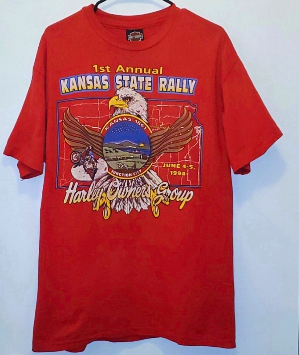 Vintage Harley-Davidson HOG 1st Annual Kansas State Rally 1994 T-Shirt Size L