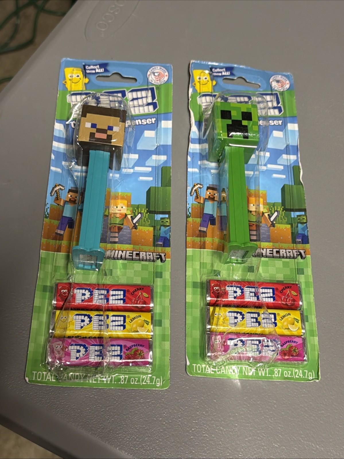 2 PEZ Candy Dispensers, Mojang Minecraft Steve & Zombie New Sealed