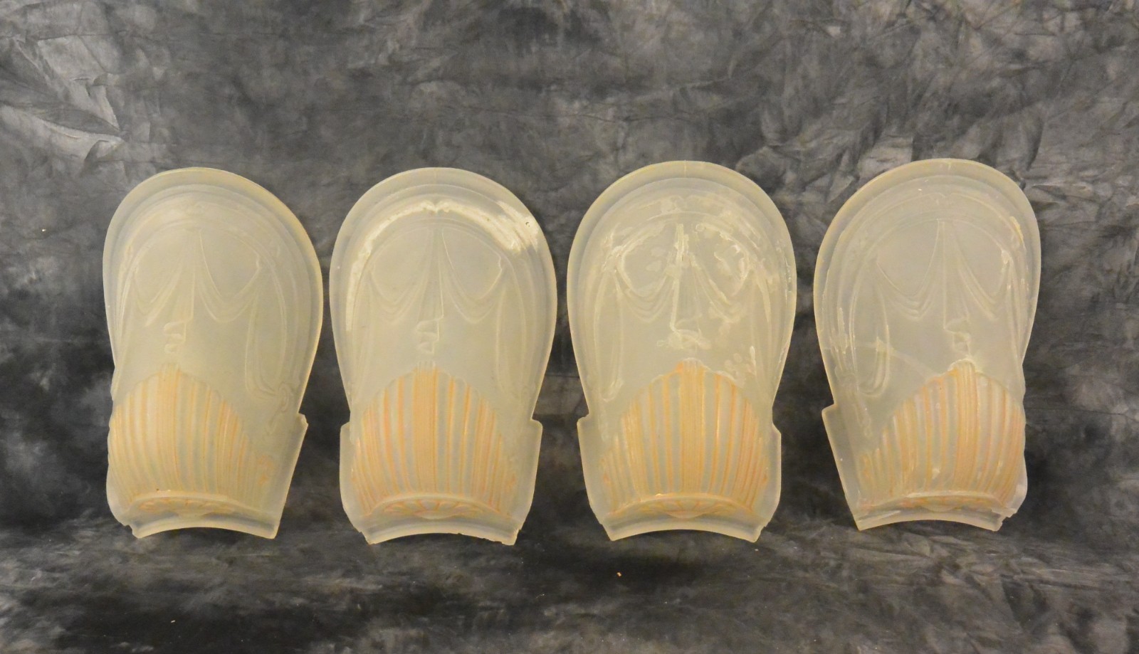 Vintage Frosted Glass Slip Shades; Set of 4; Salvage: Chandelier or Sconce