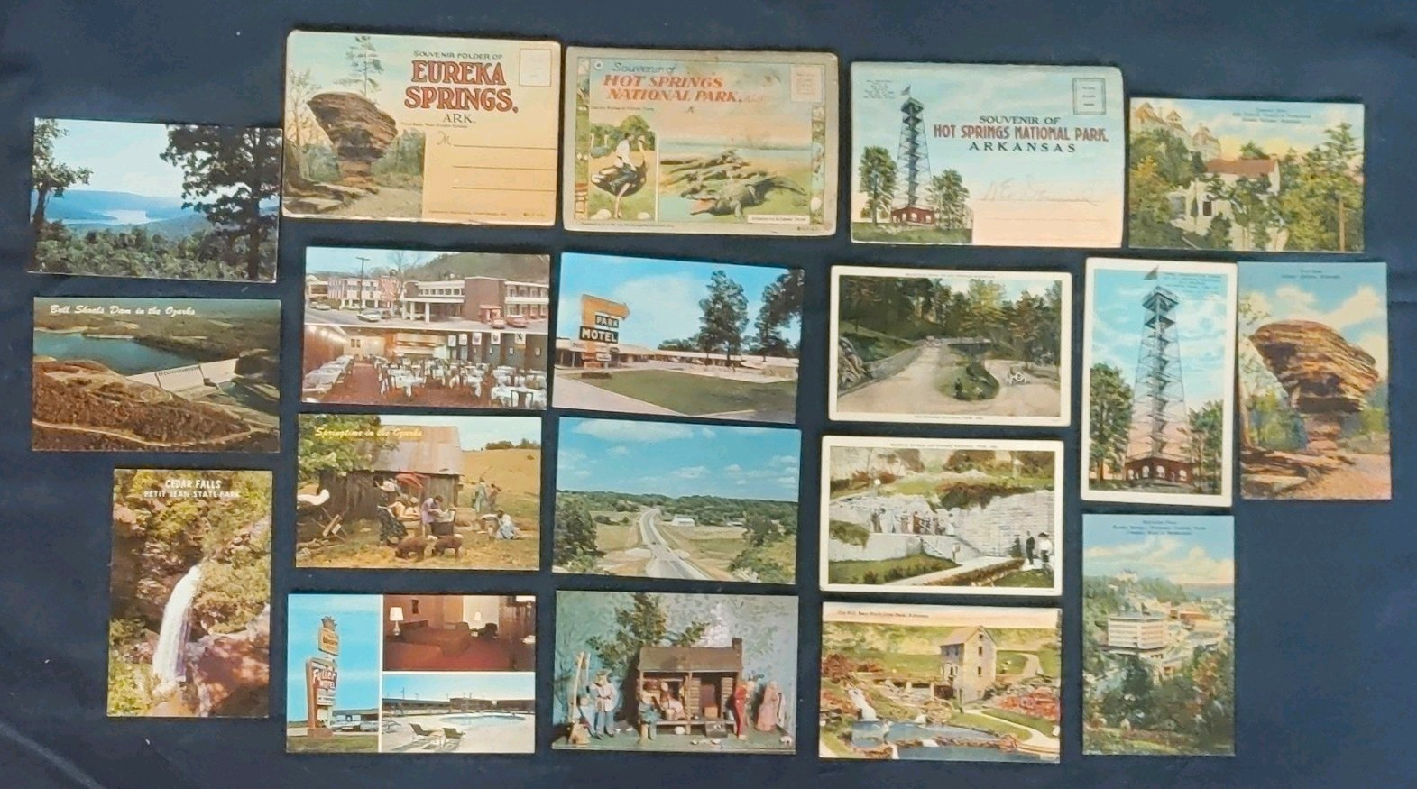 Vtg AR Lot Postcards & Souvenir Linen Photo Folders Hot Springs Eureka Springs