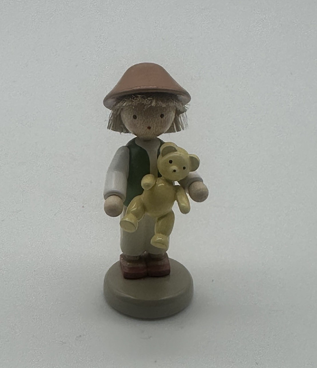 Werkstaetten Flade Miniature 5119 Boy With Teddy Figurine Erzgebirge