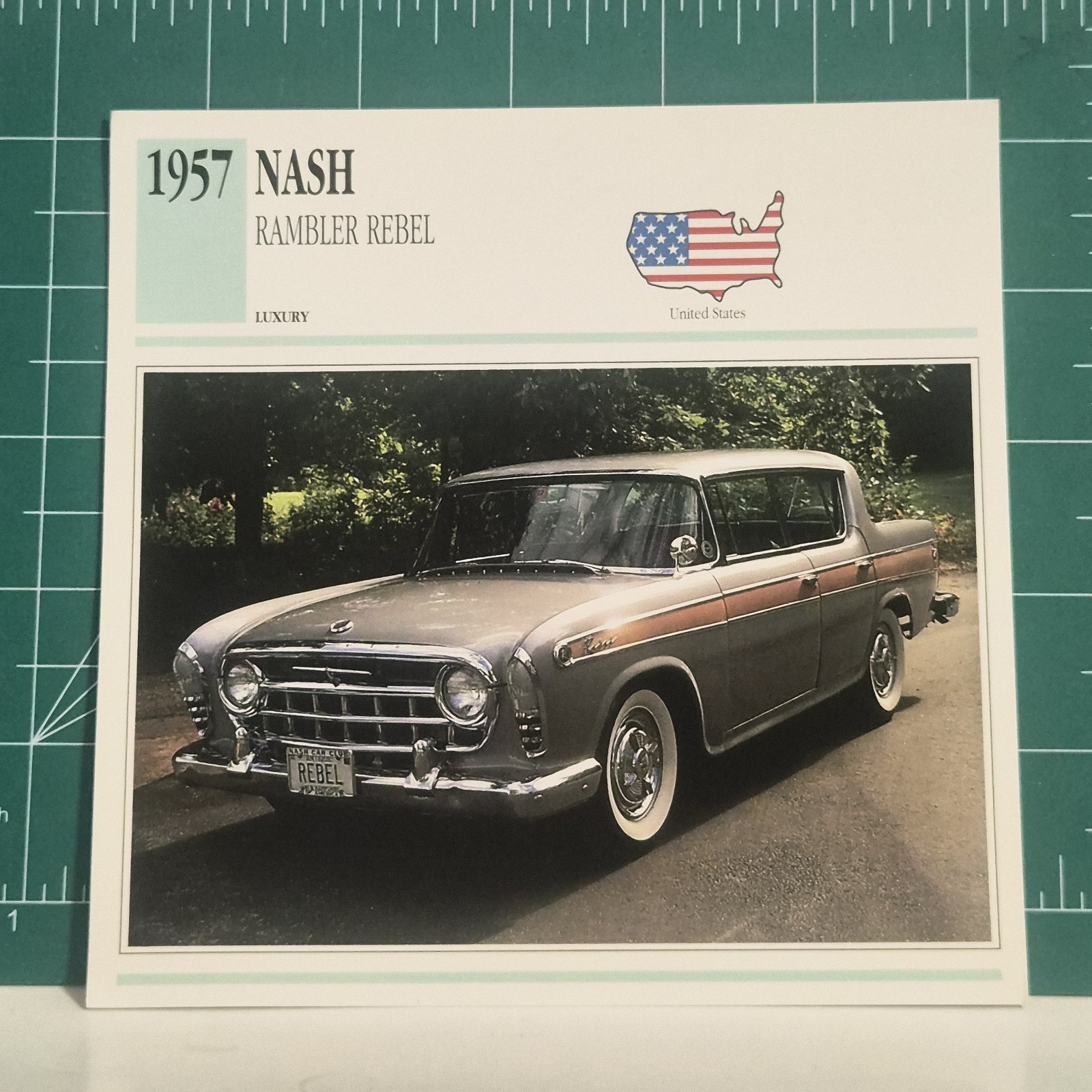 1957 Nash Rambler Rebel Vintage Classic Cars Collector Info Profile Card 1991