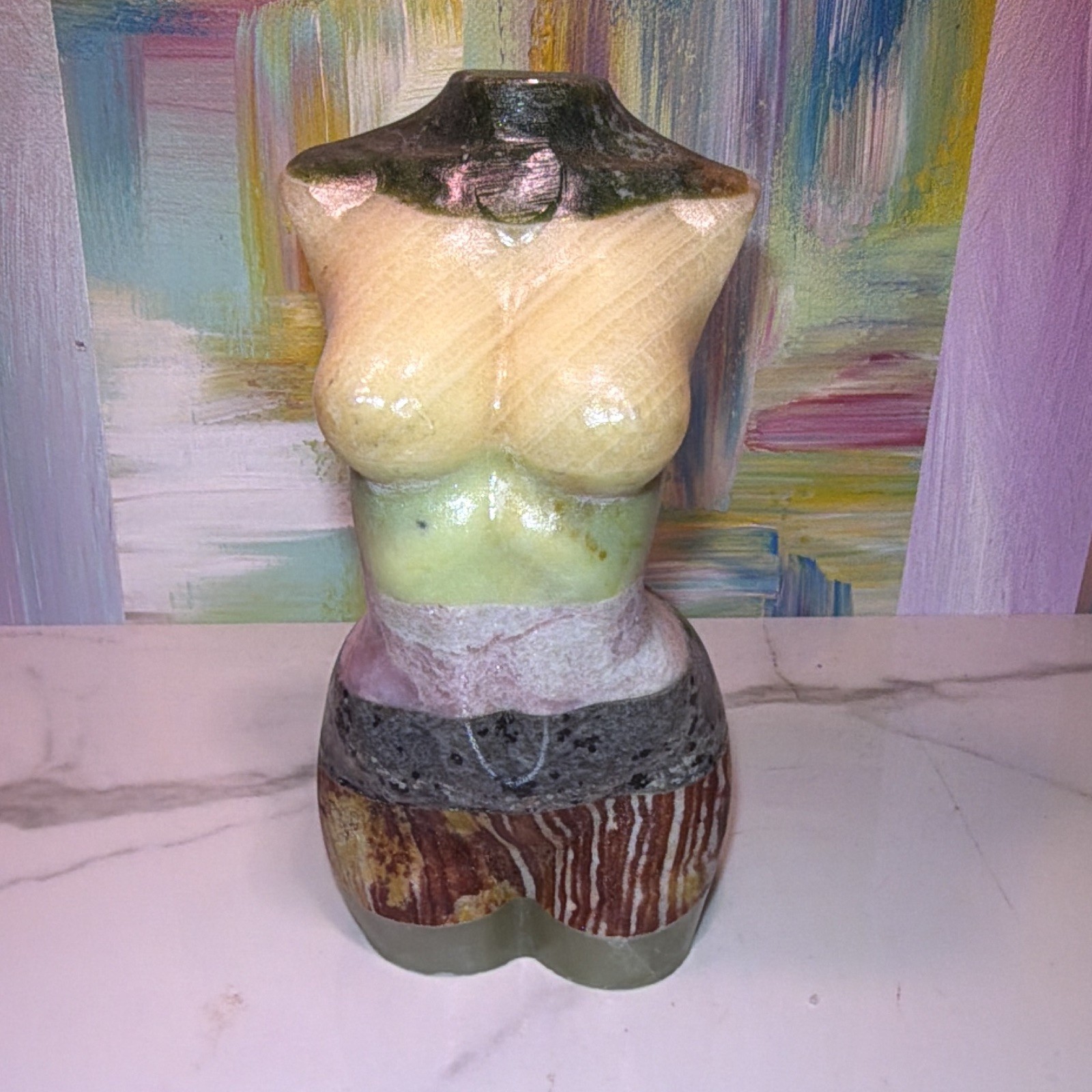 Volcano, Agate Crystal Lady Body Stone Carving Uv Activated Collectible Only One