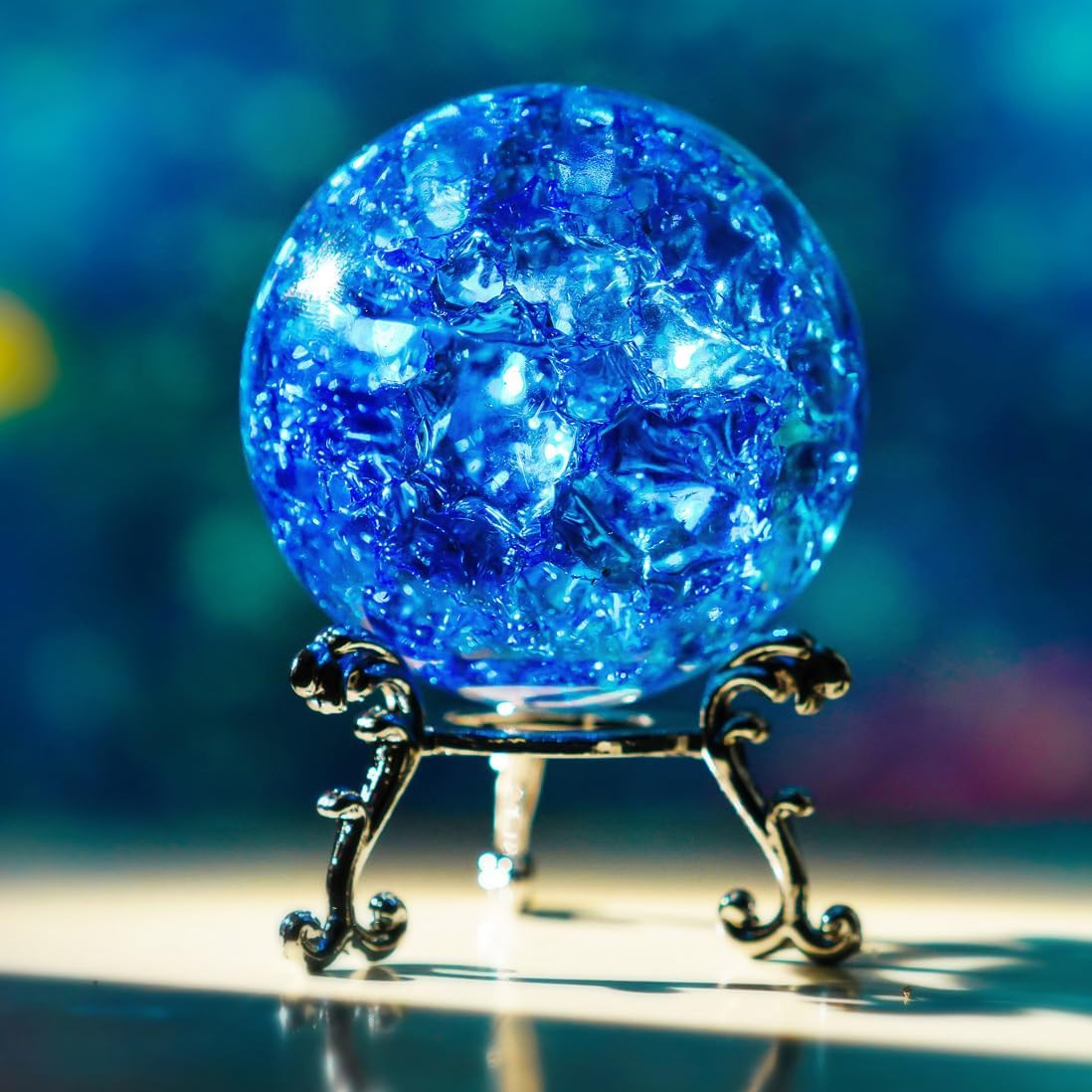 60Mm Ice Cracked Crystal Ball Paperweight Blue Glass Ball with Stand 60Mm Ice Cracked Crystal Ball Paperweight Blue Glass Ball with Stand