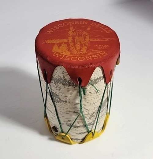 Vintage Wisconsin Dells Native American Sunrise Call Souvenir Toy Tom-Tom Drum