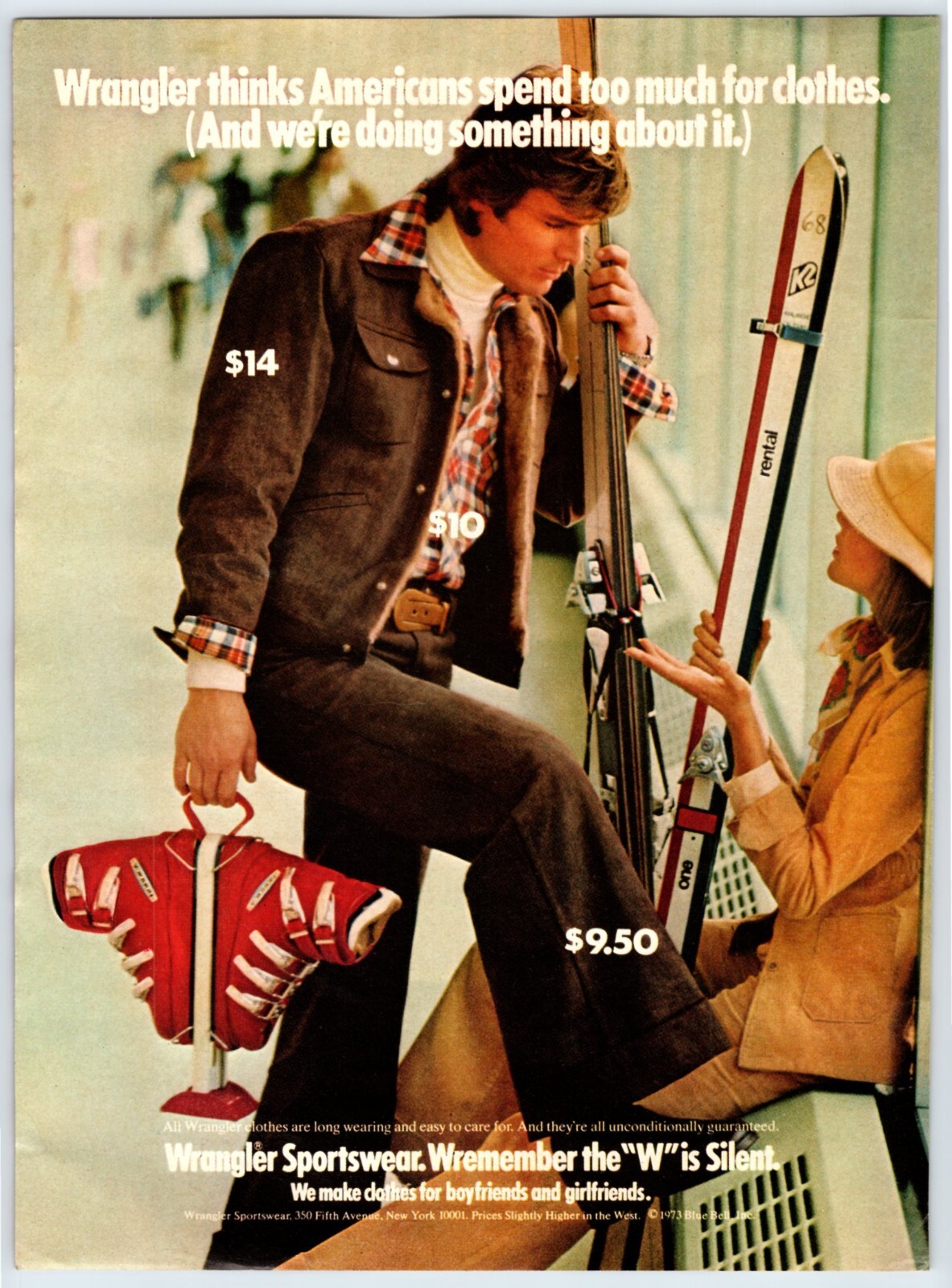 1975 MAN SKIING WRANGLER SPORTSWEAR Vintage 8\