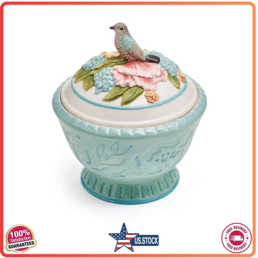 Fitz and Floyd Meadow 9.38 Inch Ceramic Cookie Jar