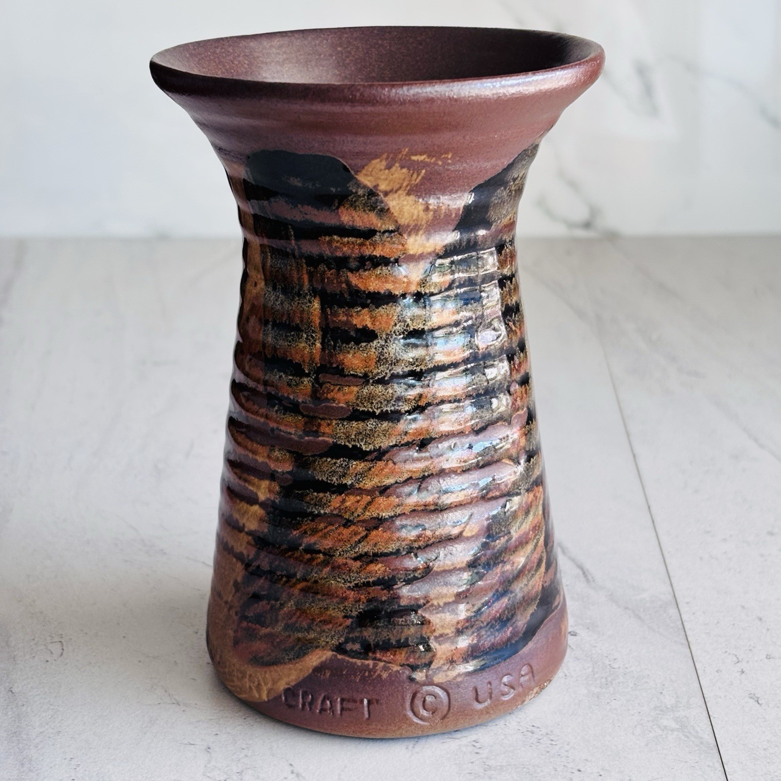 MCM Vase Pottery Craft USA California, Mid Century Brown 5.5