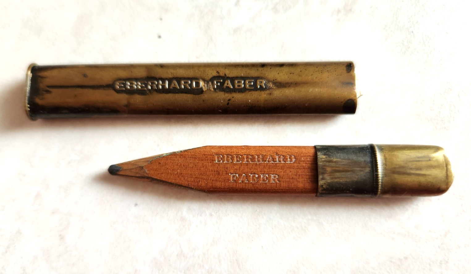 Vintage 1920s Eberhard Faber Flat Pocket Pencil With Brass Holder Vintage