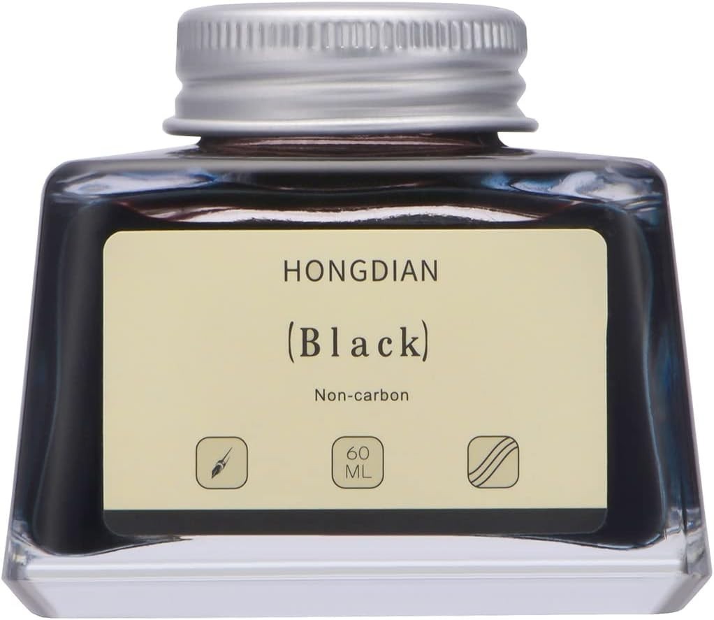 High-Quality Non-Carbon Black Ink, 60ml Glass Bottle for Fountain Pen Elegance