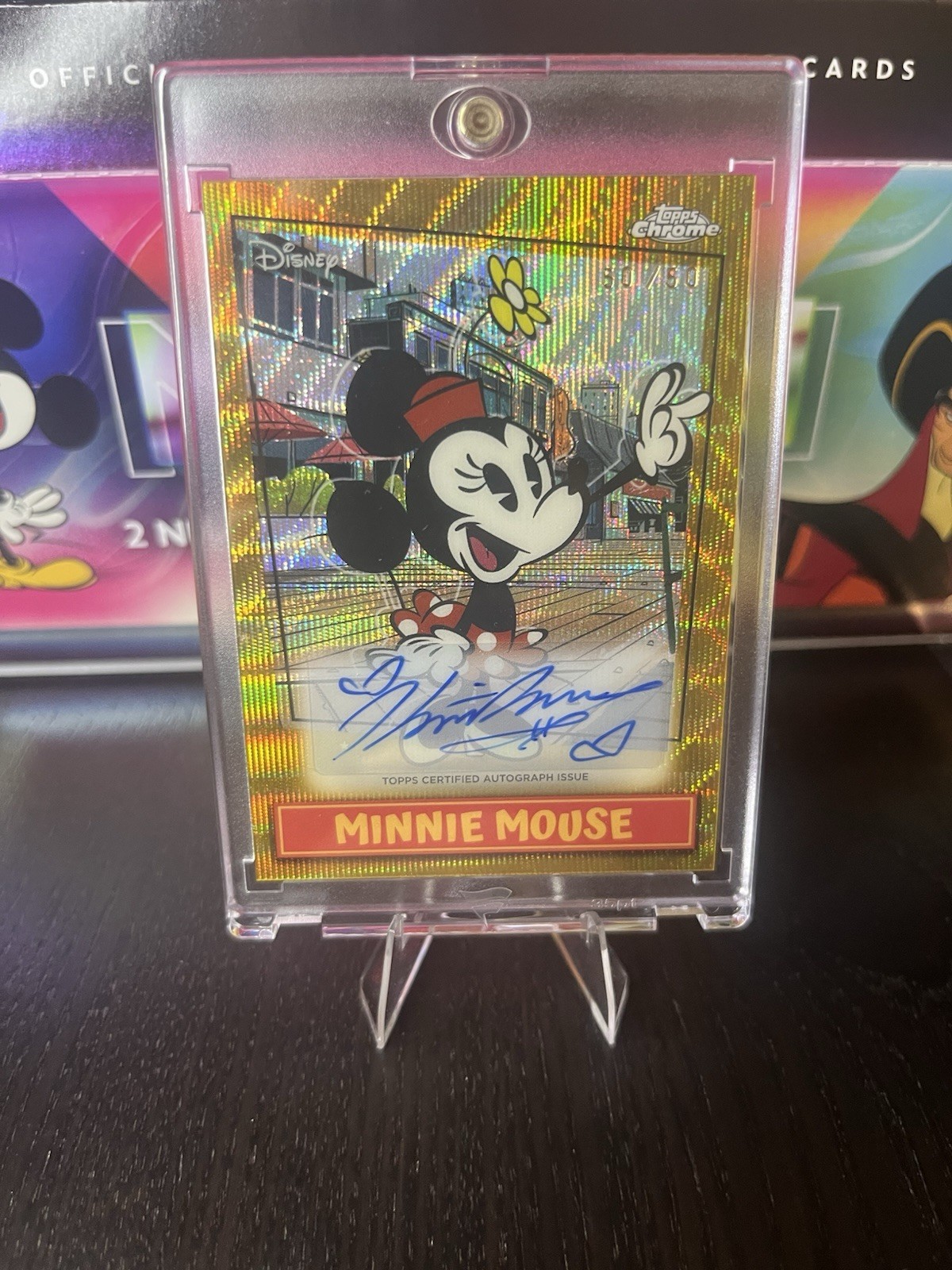 2026 Topps Disney Neon Minnie Mouse Gold Wave Autograph-#50/50 Bookend Rare SSP