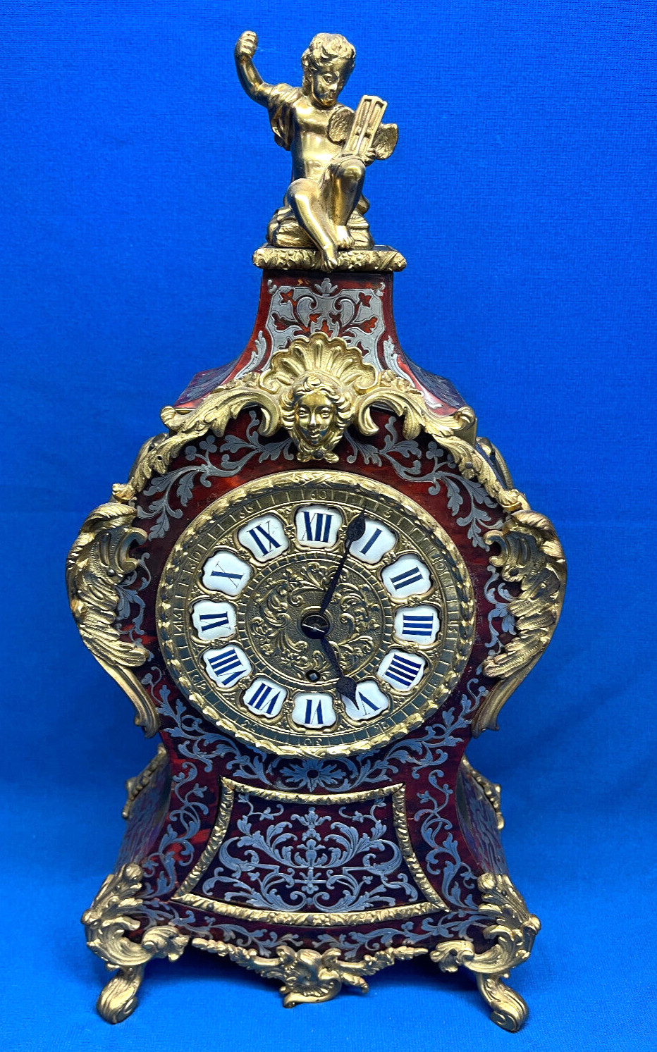 Rare English Gilt Bronze Brass & Boulle-Marquetry Clock Owned By Royalty *