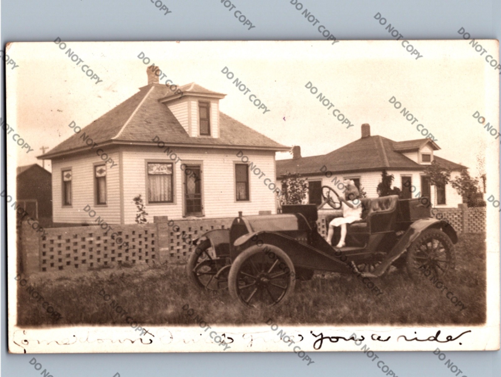 c1912 Private Residence Home House Old Car WISHEK North Dakota ND McIntosh RPPC