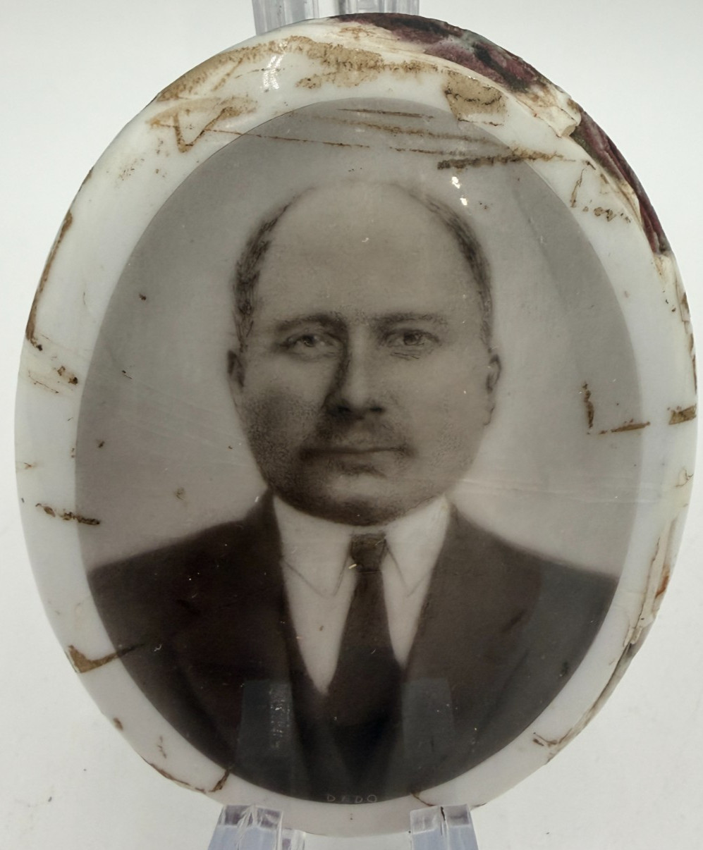 Rare Antique J.A. Dedouch Photoceramic Dedo Photo Grave Marker Oak Park Illinois