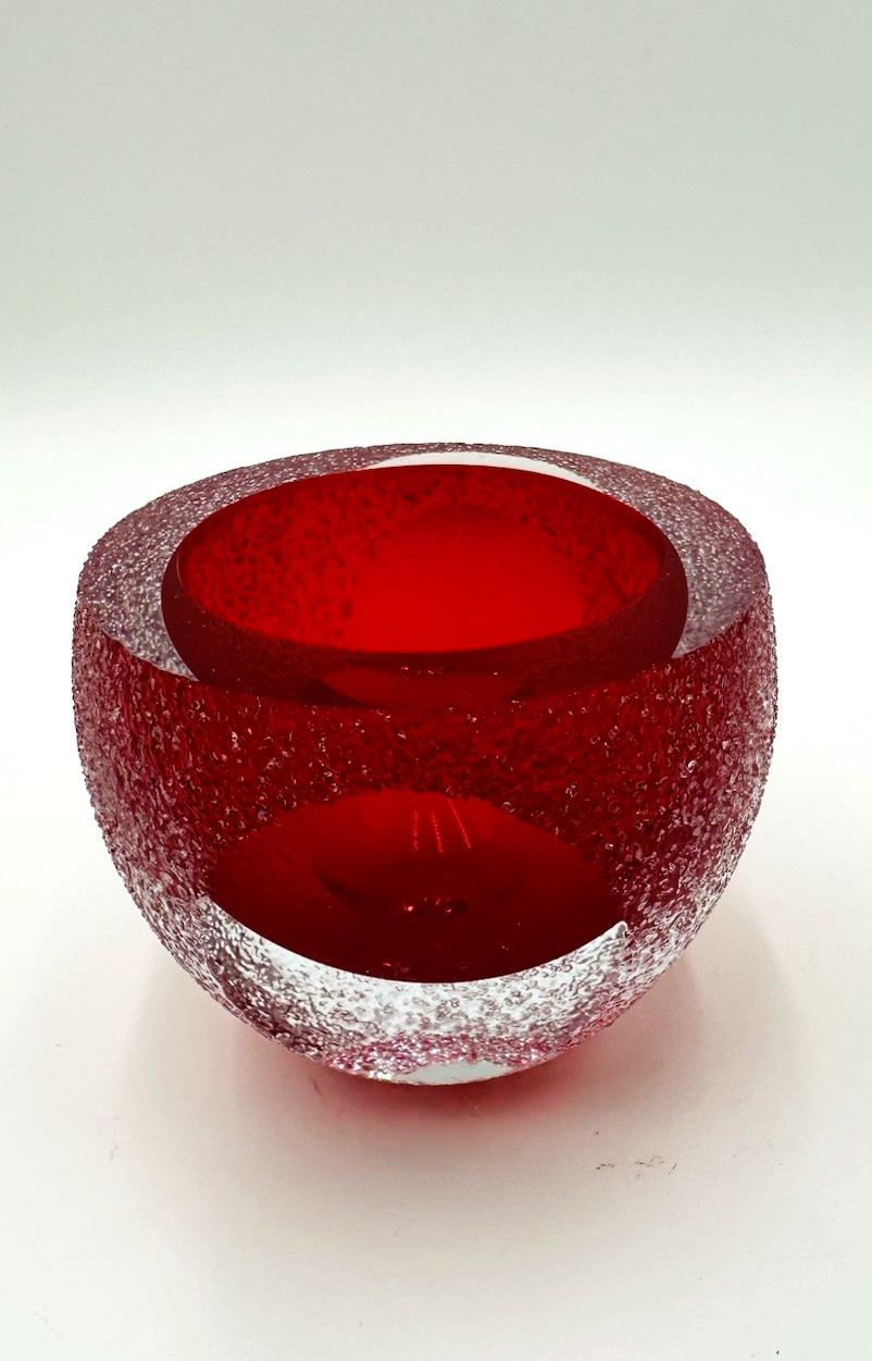 Vintage Fifth Avenue Crystal Red Frosted Tea Light/Votive Candle Holder