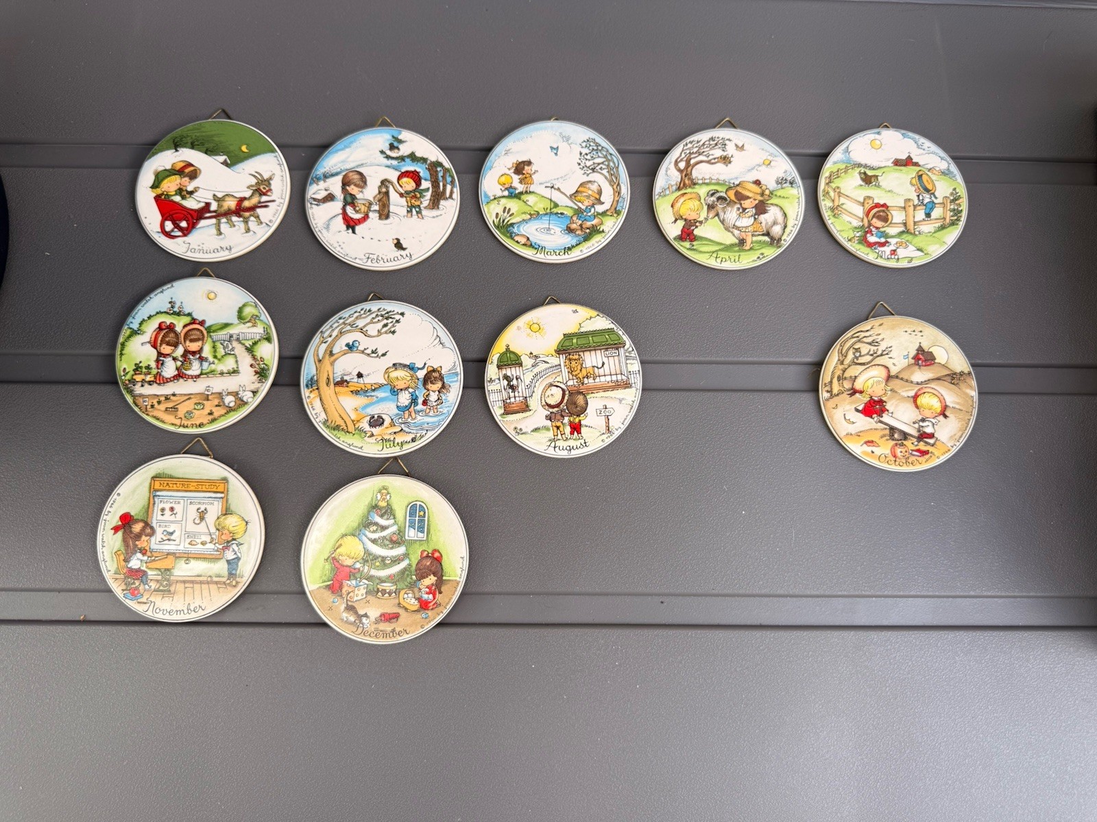 Joan Walsh Anglund Mini Wall Plaques Hang 11 Complete Except Sept. Rare 1966