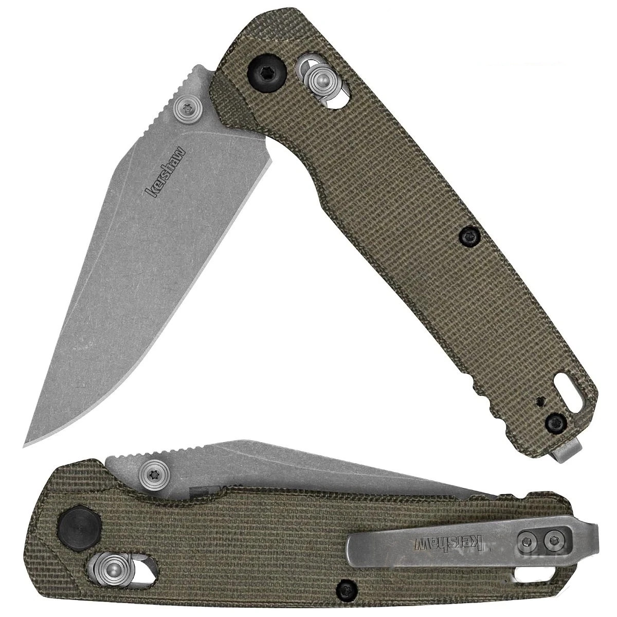 Kershaw Bel Air Knife Micarta Green MagnaCut Clip Point 6106